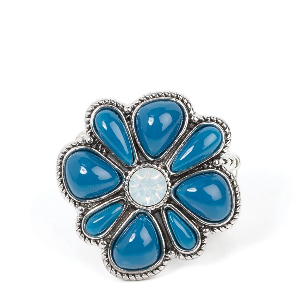 Paparazzi Jewelry Accessories - Meadow Mystique - Blue Ring - Vintage - Picture 2 of 4